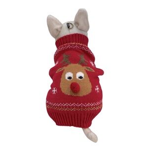Christmas Dog Knit Sweater‎ with Rudolph Size Small